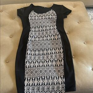 Elegant Black and White Patterned Dress